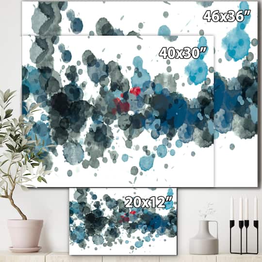 Designart - Explosion Of Oil Paint In Drops Of Black And Blue - Modern Canvas Wall Art Print